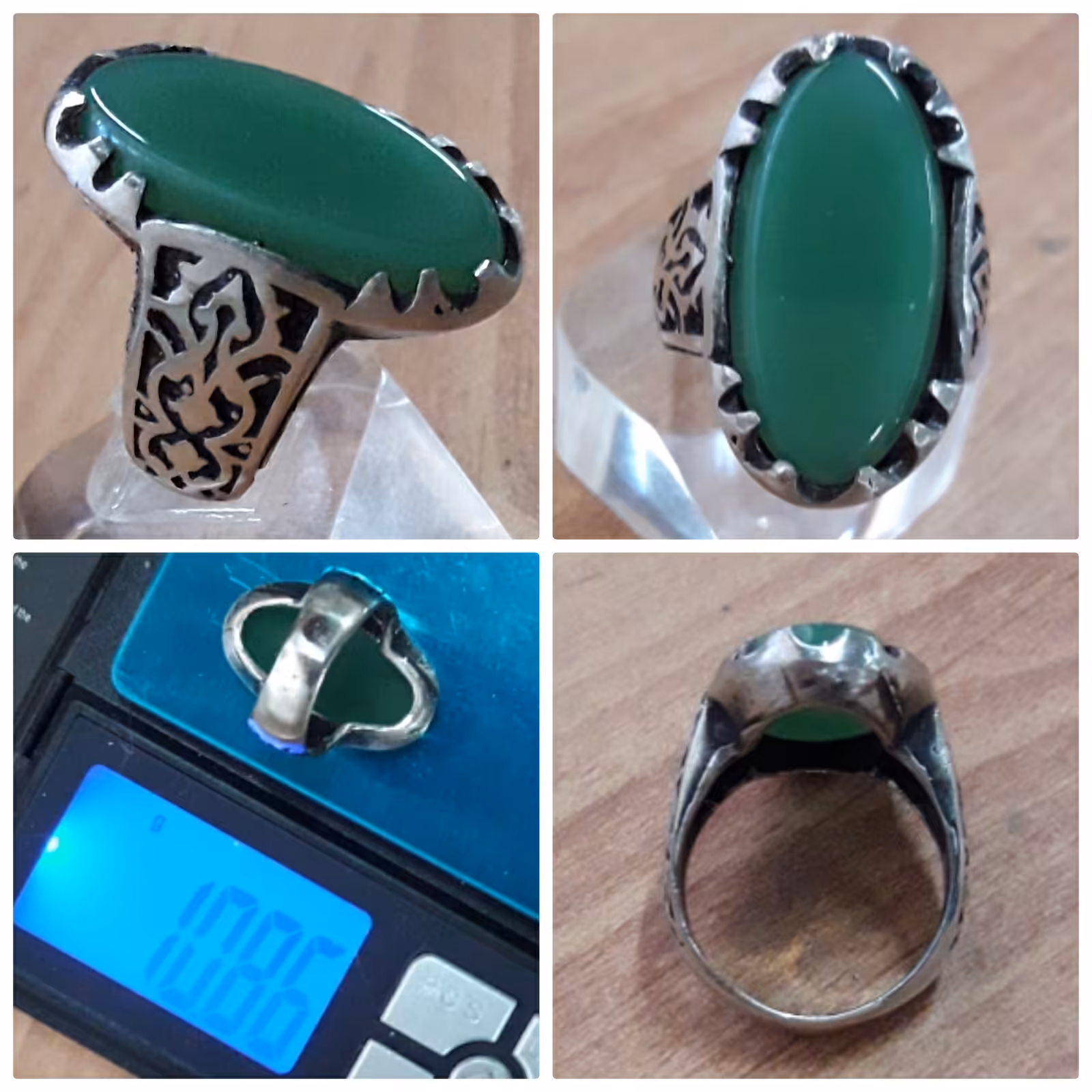 انگشتر عقیق سبز سایز 60