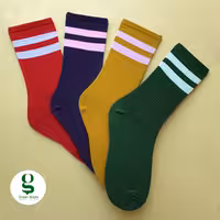 پک 4 عددی جوراب ساق  بلند اسپرت 2 خط در 4 رنگ بندی