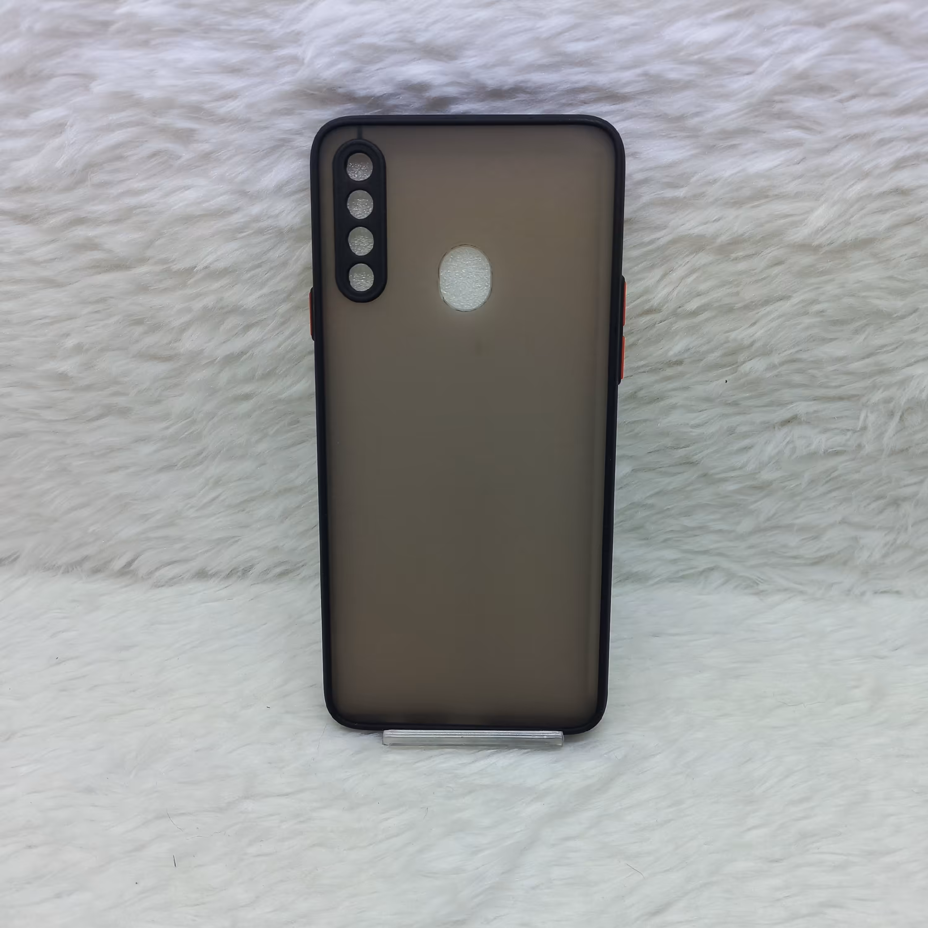 گارد (قاب) گوشی A20s مدل پشت‌مات محافظ لنزدار رنگ مشکی مناسب گوشی Samsung  A20s