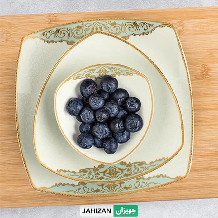 چینی پردیس 105پارچه طرح سوگند فیروزه ای سری پاریس