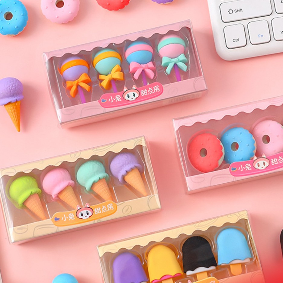 پاک کن 4 عددی طرح بستنی و دونات 