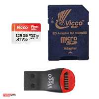 کارت حافظه microSDHC ویکومن مدل Final 600X Plus کلاس 10 استاندارد UHS-I U3 A1 V30 سرعت 90MBps ظرفیت 128 گیگابایت   رم ریدر و خشاب SD