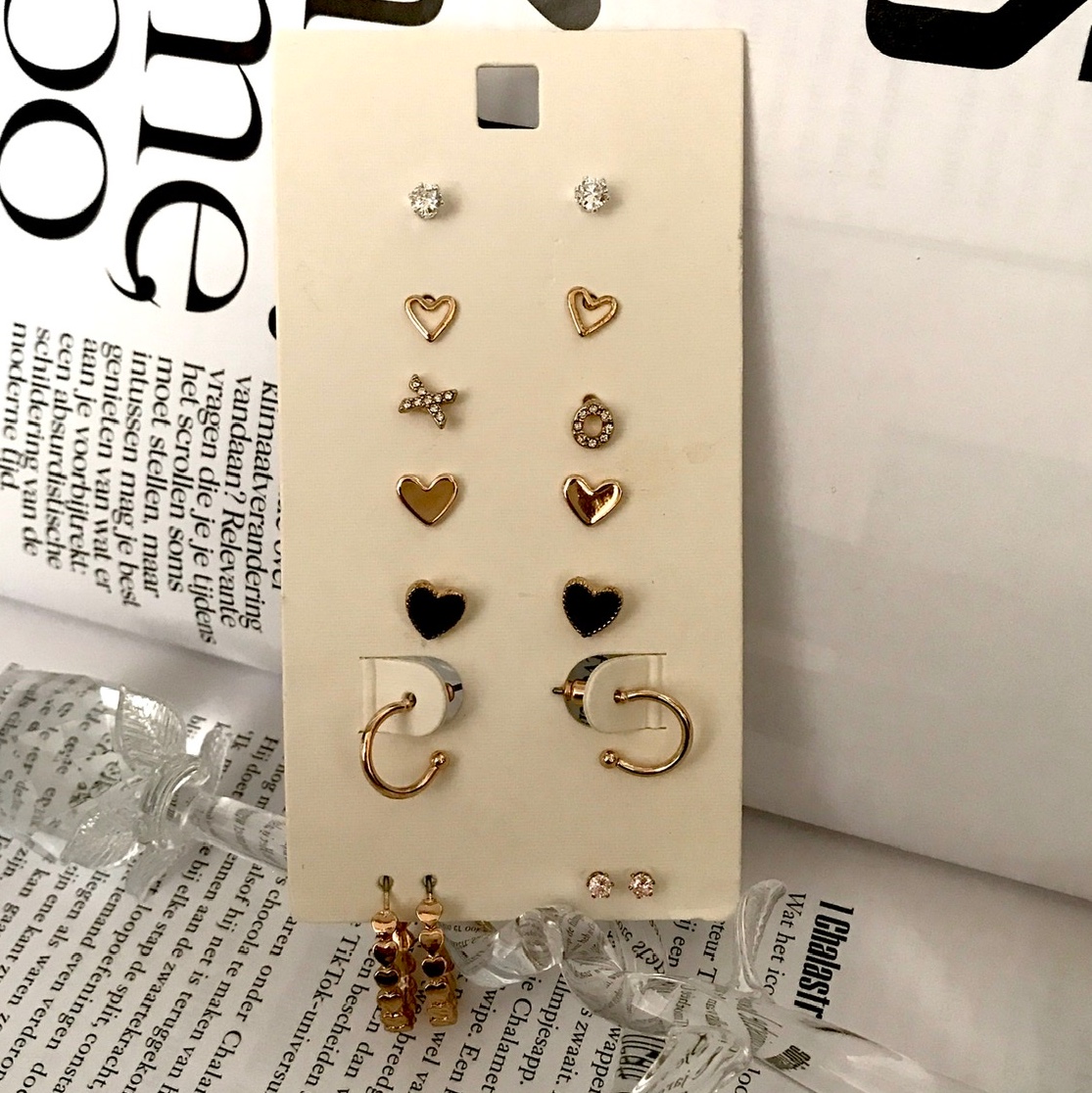 پک گوشواره میخی و حلقه استیل ضد حساسیت Hulupuart وارداتی