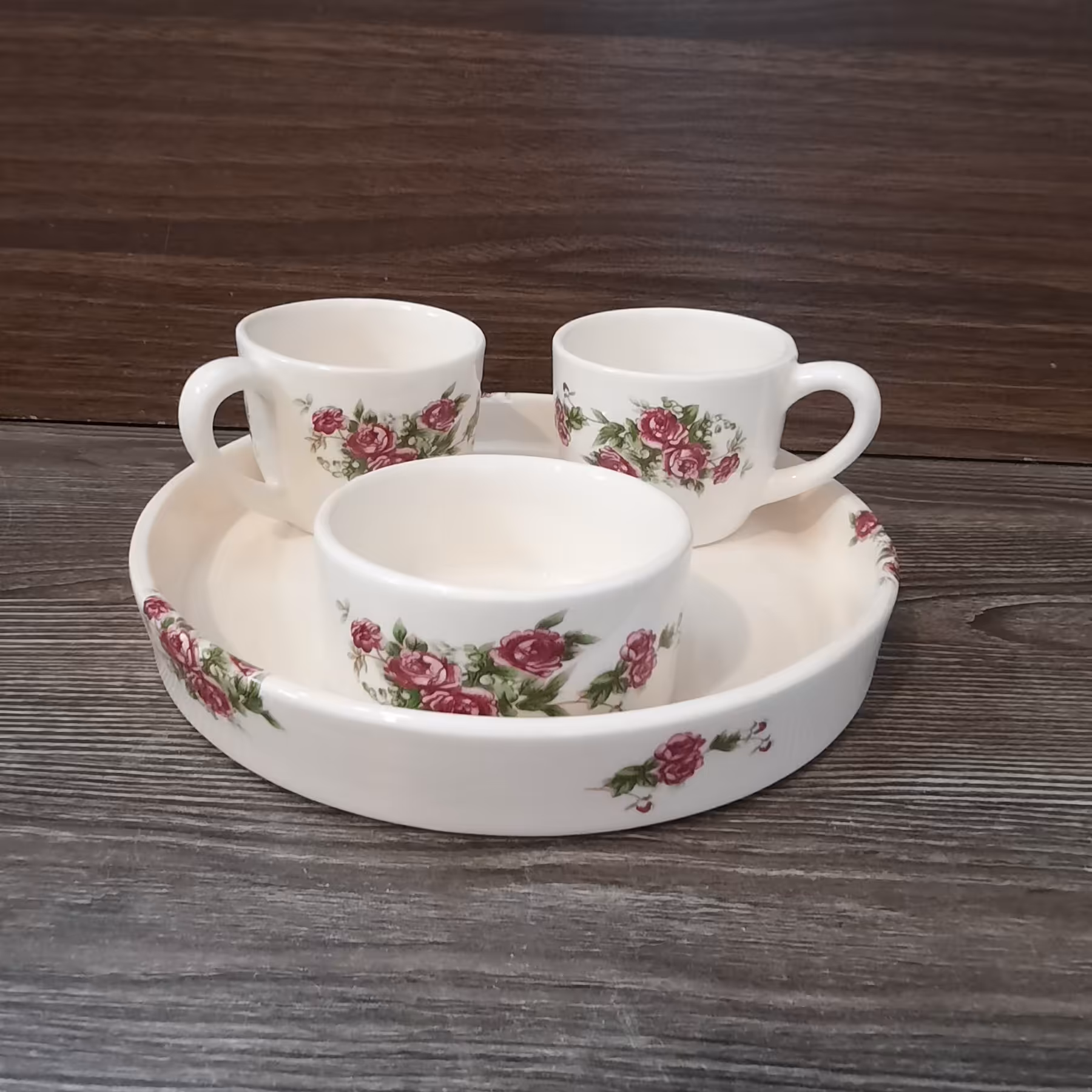 ست قهوه خوری سرامیکی طرح گل سرخی