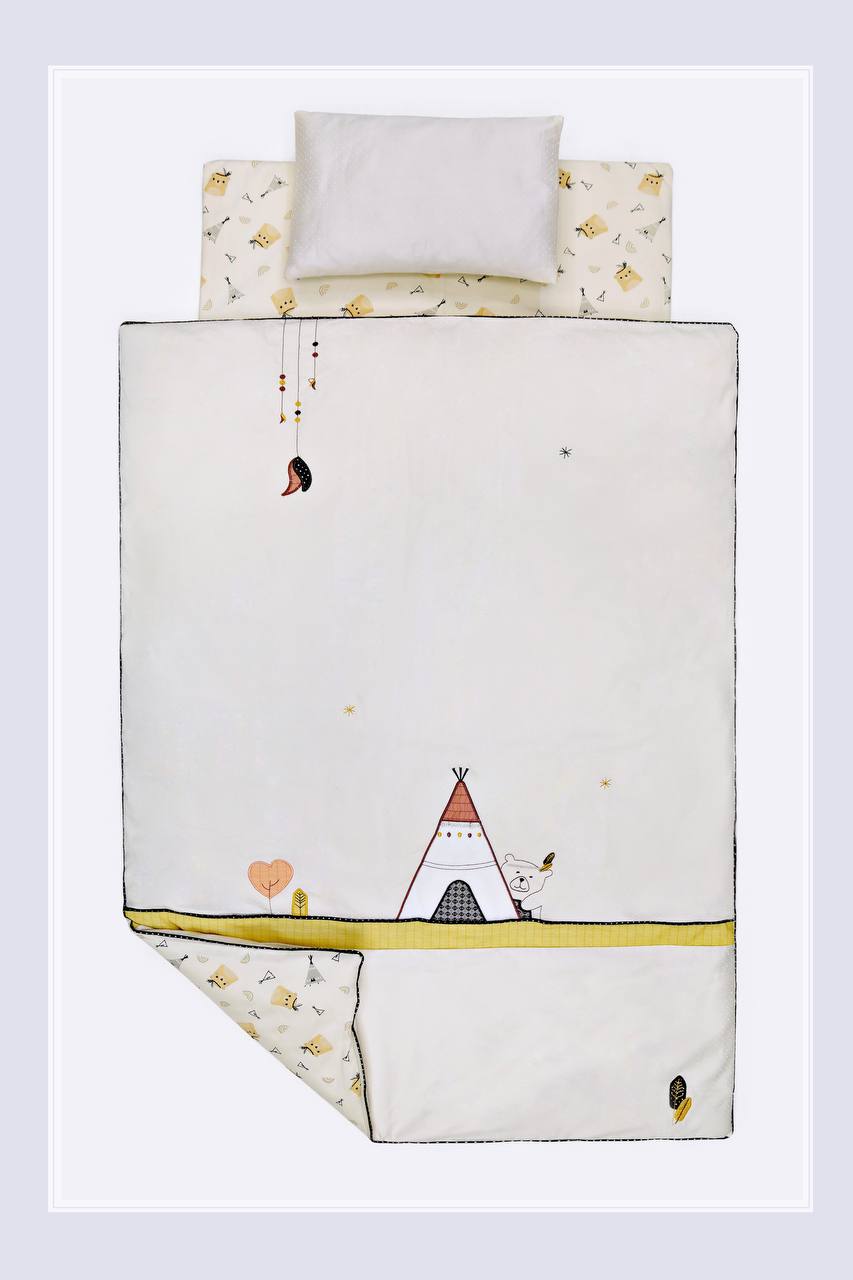 سرویس خواب نوزادی ایسیز گلد 7تکه گارددار تخت چوبی  ضد حساسیت 100 درصد پنبه با گارانتی تعویض  isiz