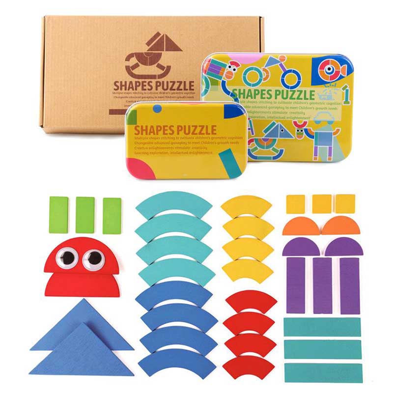 پازل آموزشی تطابق اشکال چوبی رنگ زرد مدل 100284