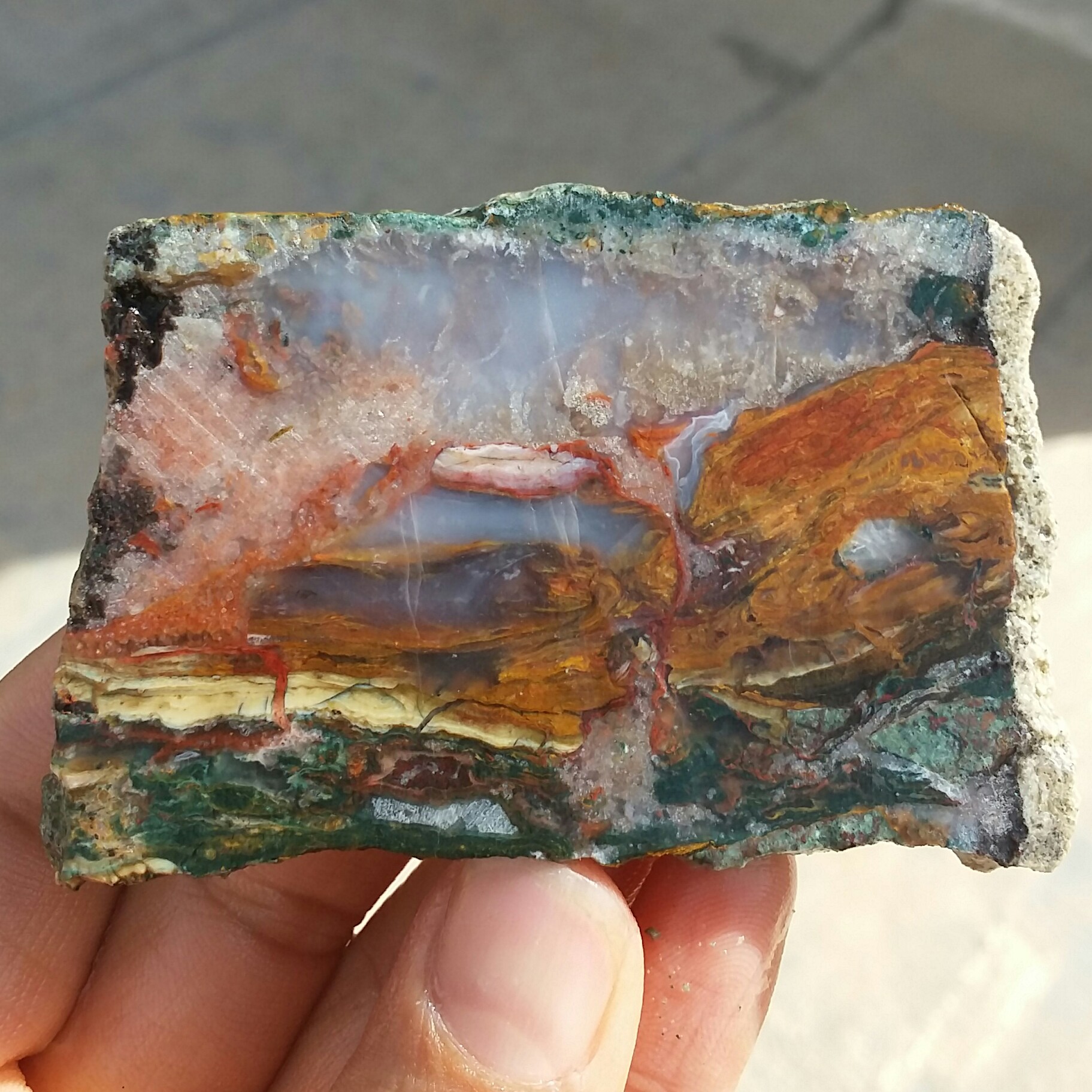 اسلایس سنگ راف عقیق منظره هفت رنگ بسیار زیبا و خاص 100 در 100 طبیعی  
کد 12039