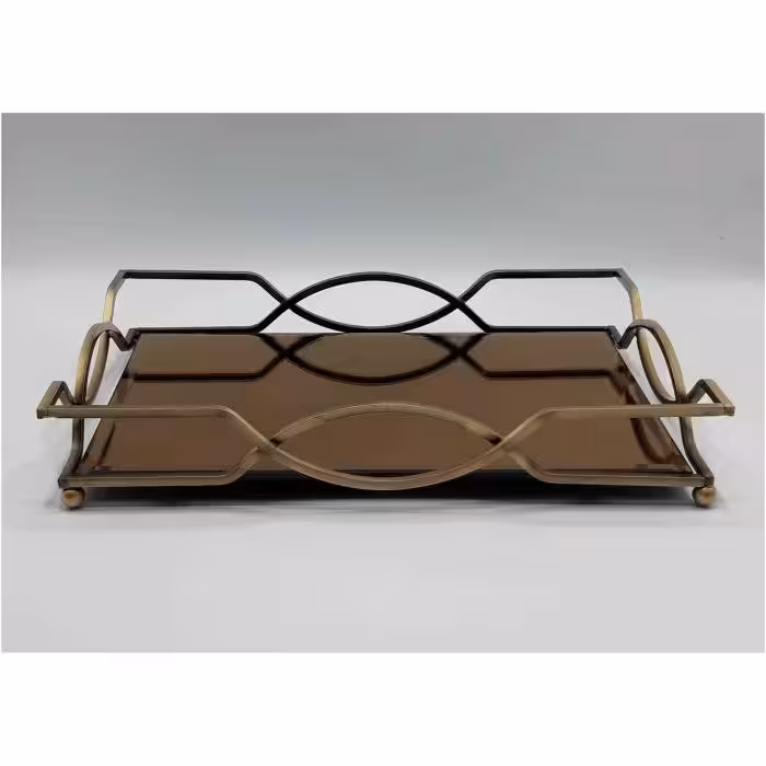 سینی کف آینه ای طرح لبخند لبه فلز آبکاری شده ضدزنگ