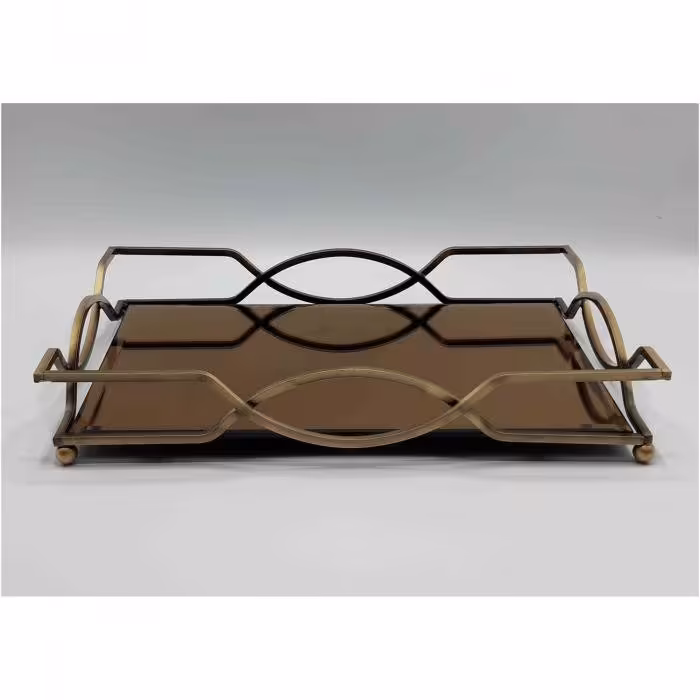 سینی کف آینه ای طرح لبخند لبه فلز آبکاری شده ضدزنگ