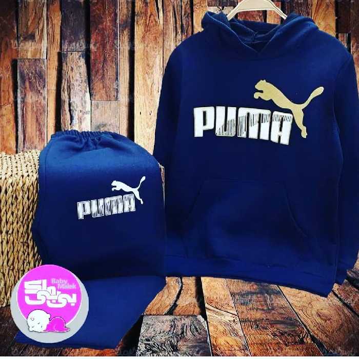 هودی و شلوار پسرانه و دخترانه طرح پوما-سرمه ای-سایز50