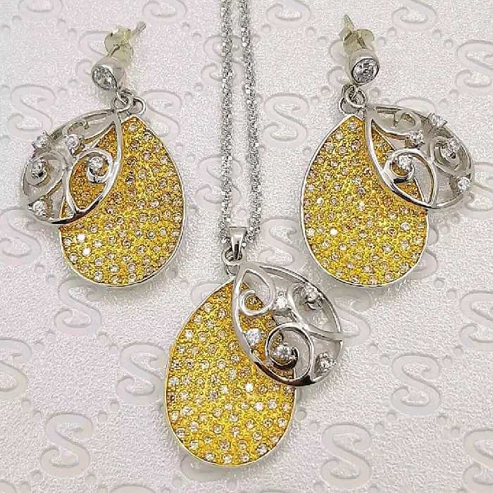 نیم ست نقره دورنگ تایلندی بسیار زیبا