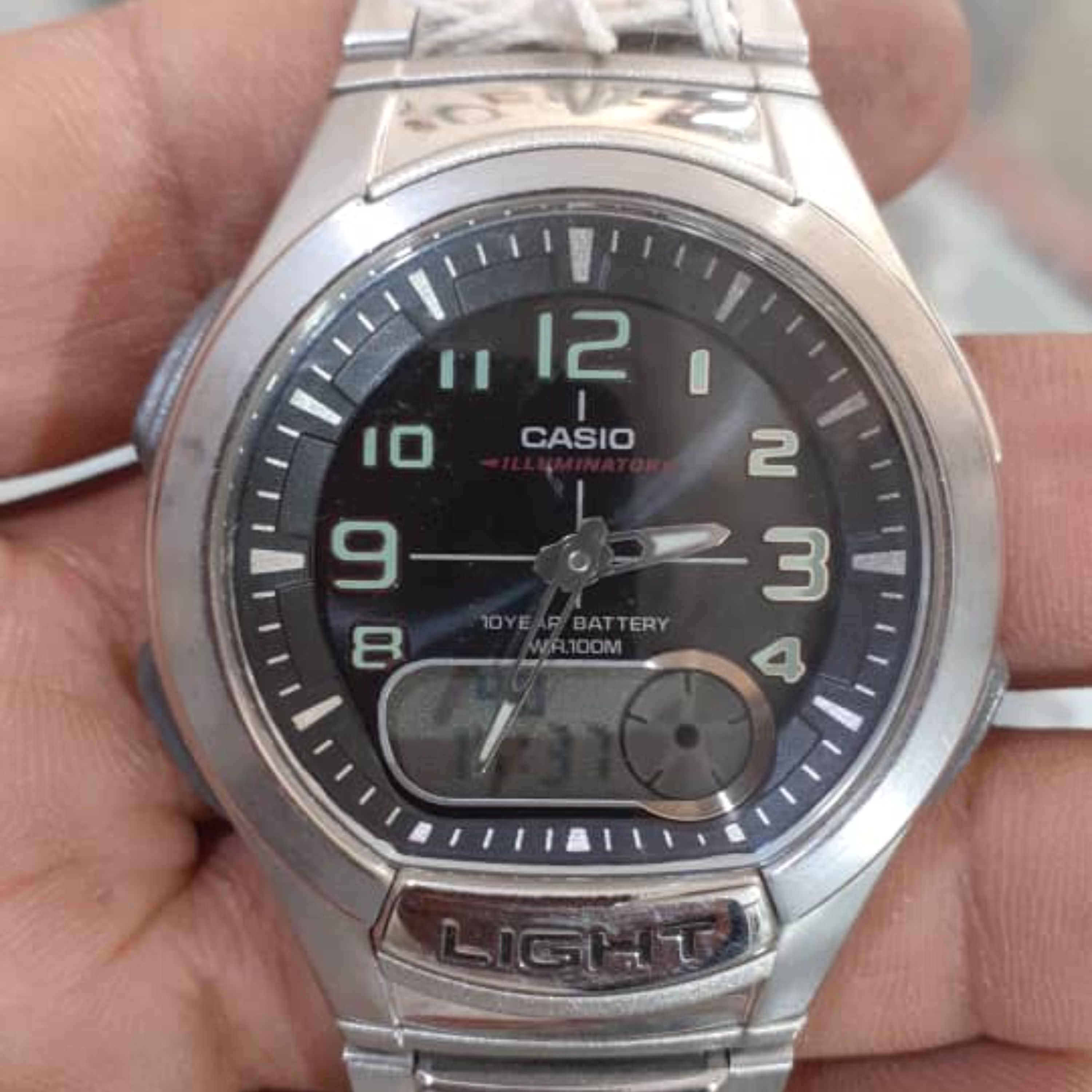 ساعت کاسیو دو زمانه مدل  AQ 3793 180W صفحه سیاه