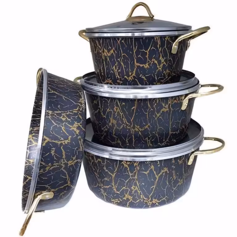 سرویس قابلمه 7 پارچه فورج اسبیکو گلدانی طرح سنگ ماربل