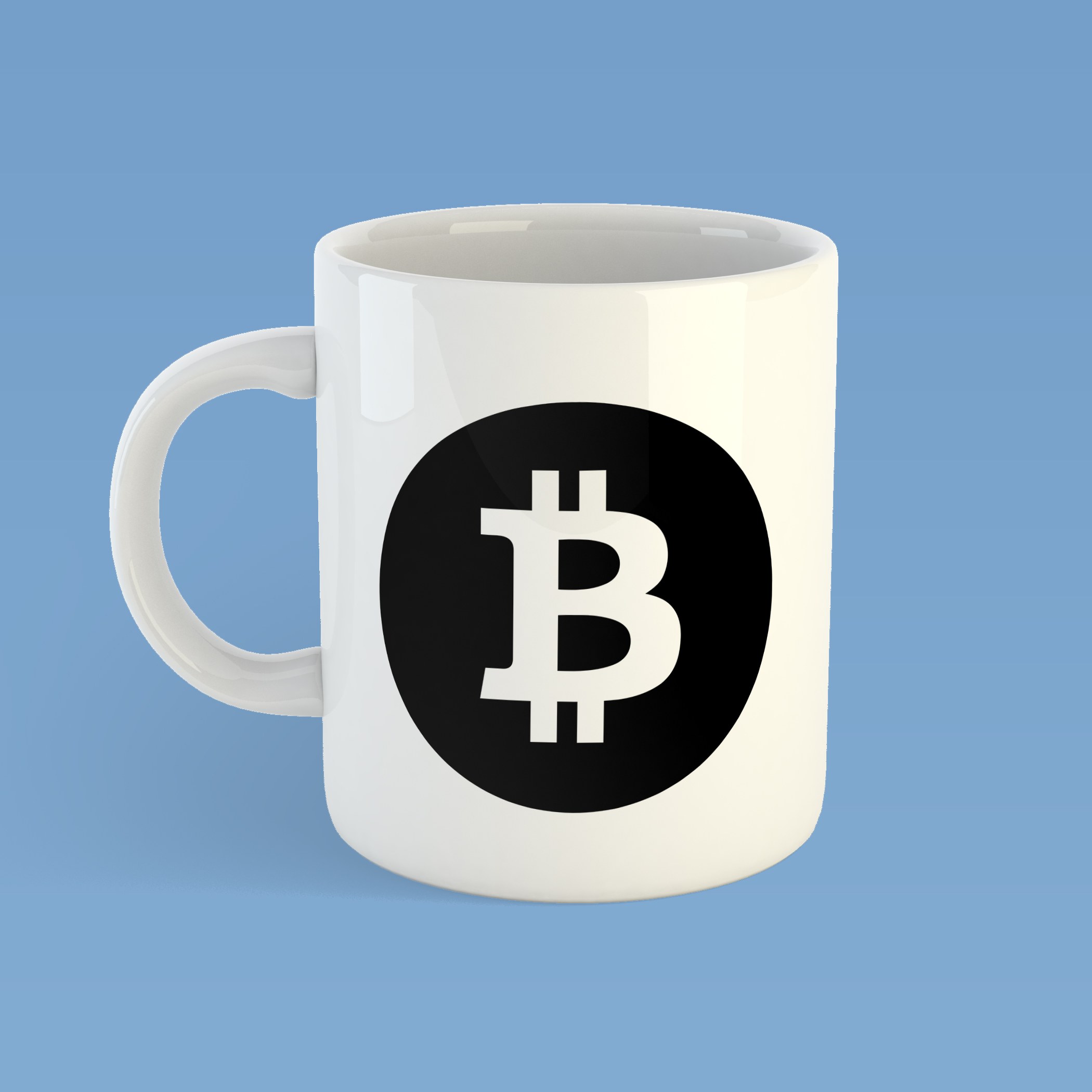 ماگ سفید با طرح BTC 