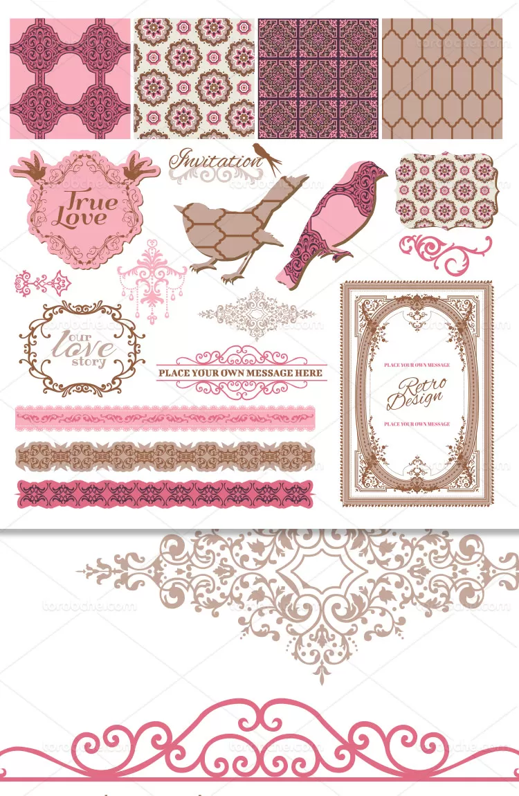 وکتور ست نقوش سنتی قدیمی | گرافیک با طعم تربچه