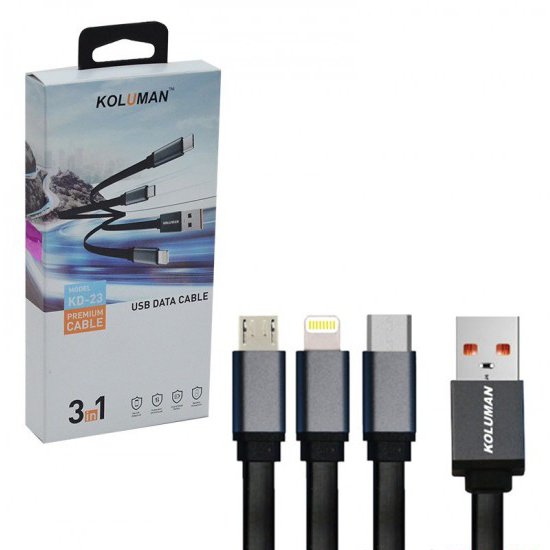 کابل 3 سر اندروید تایپ سی آیفون کلومن (KOLUMAN) مدل KD-23

