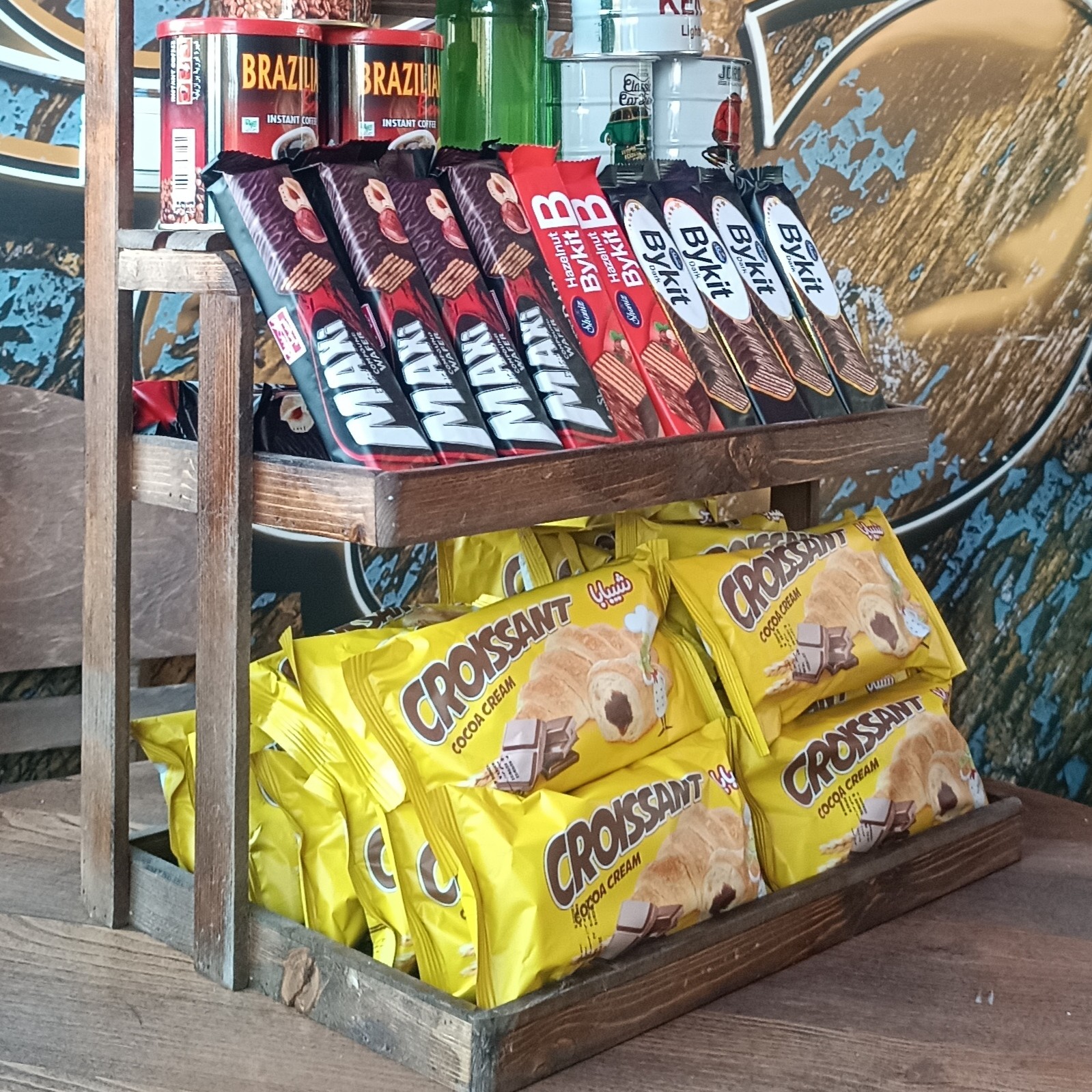 استند شلف  چوبی ضد اب  سوپرمارکتی و کافه ای