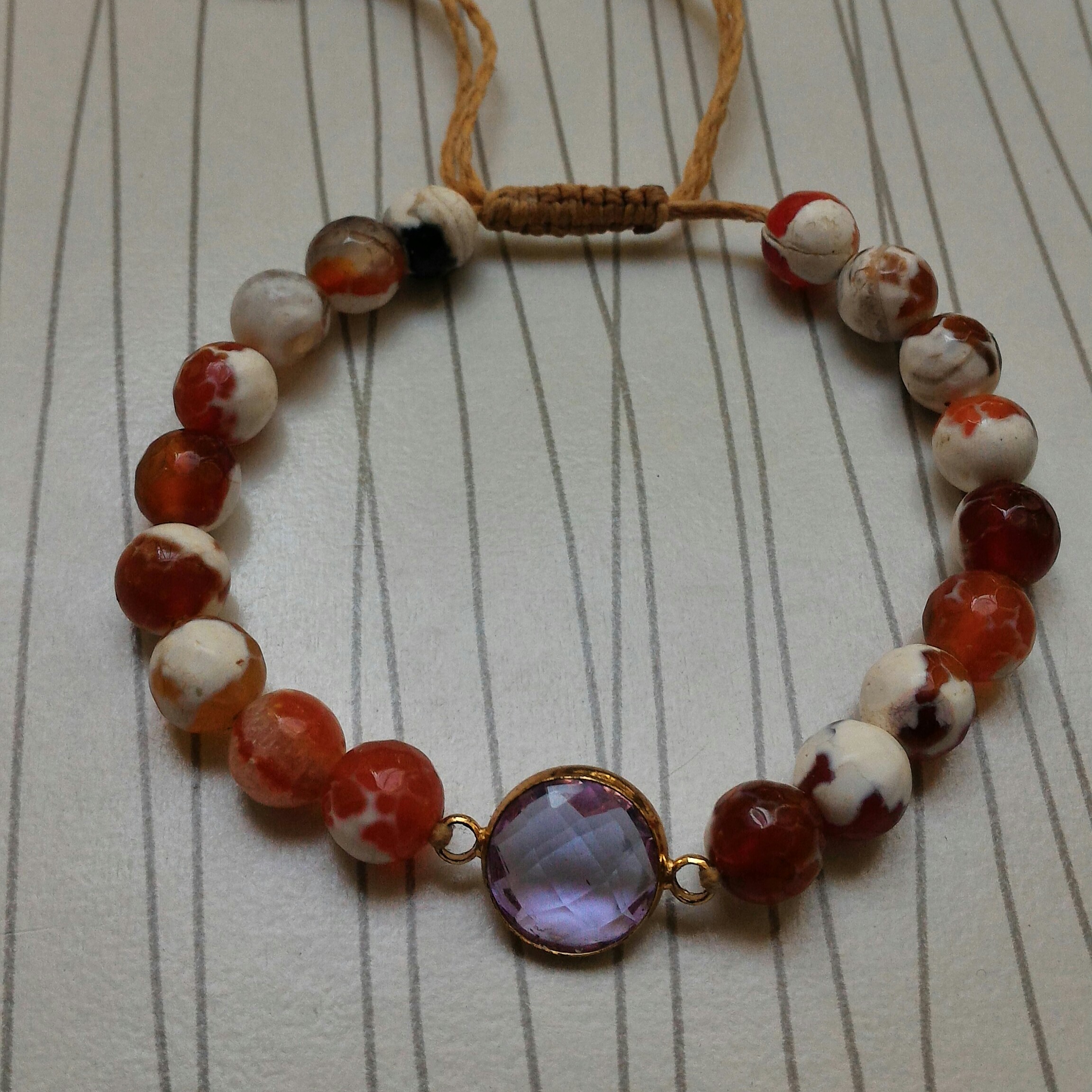 دستبند سنگ عقیق با قفل کشویی