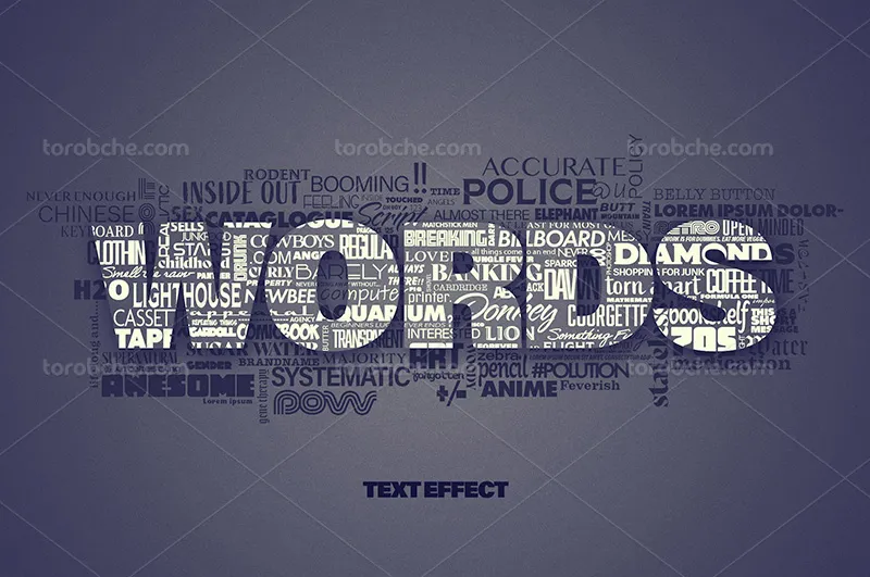 موکاپ PSD افکت متن سه بعدی لایه باز | گرافیک با طعم تربچه