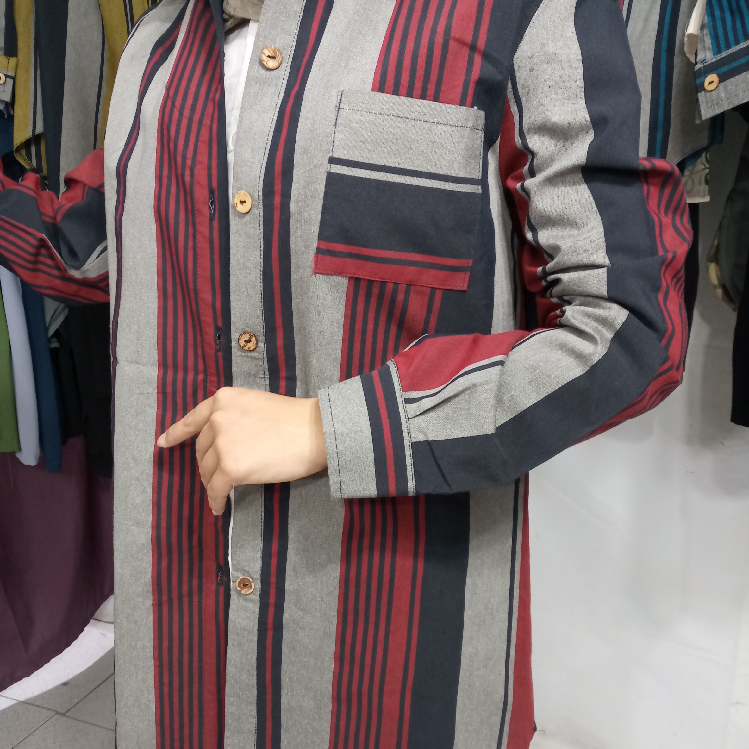 مانتو راه راه نخی زنانه