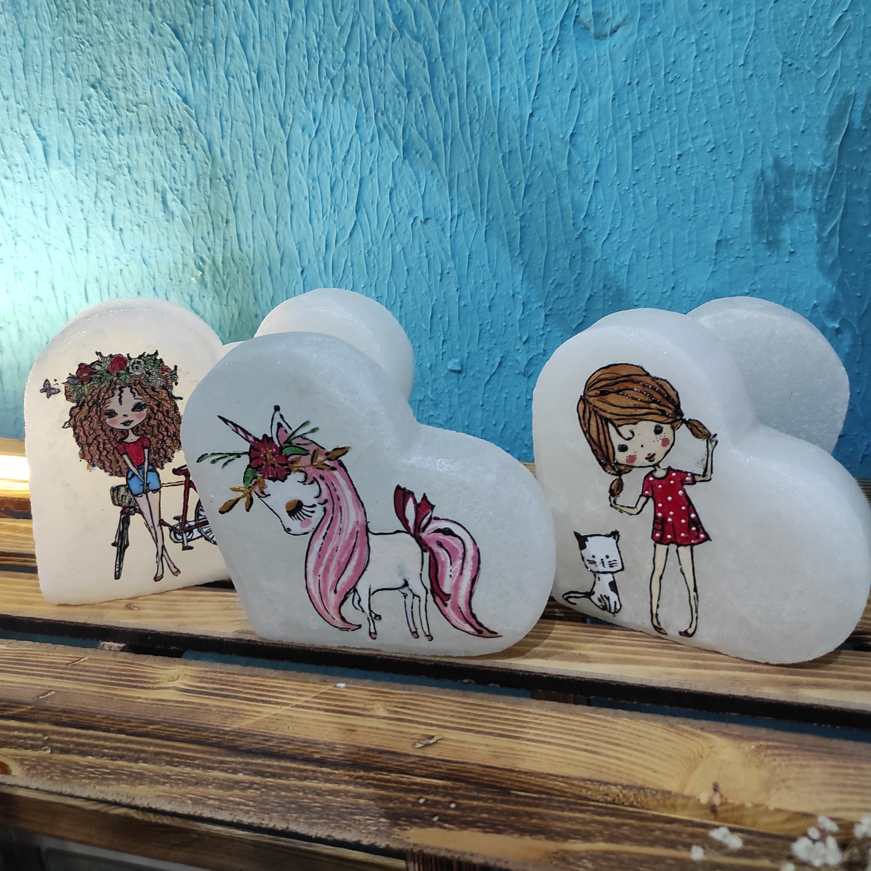 سنگ نمک طرح قلب با طرح فانتزی