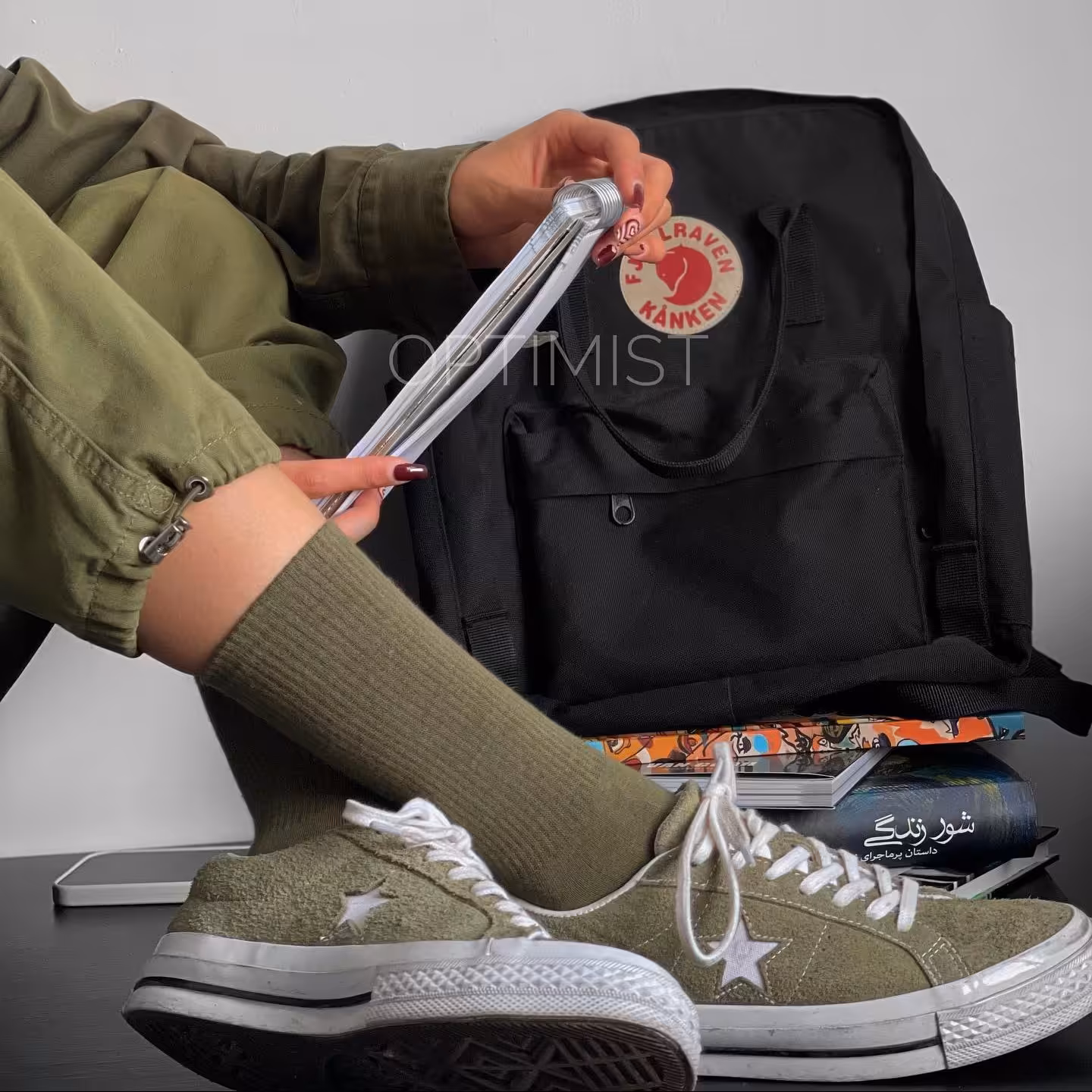 جوراب ساقدار ساده زیتونی