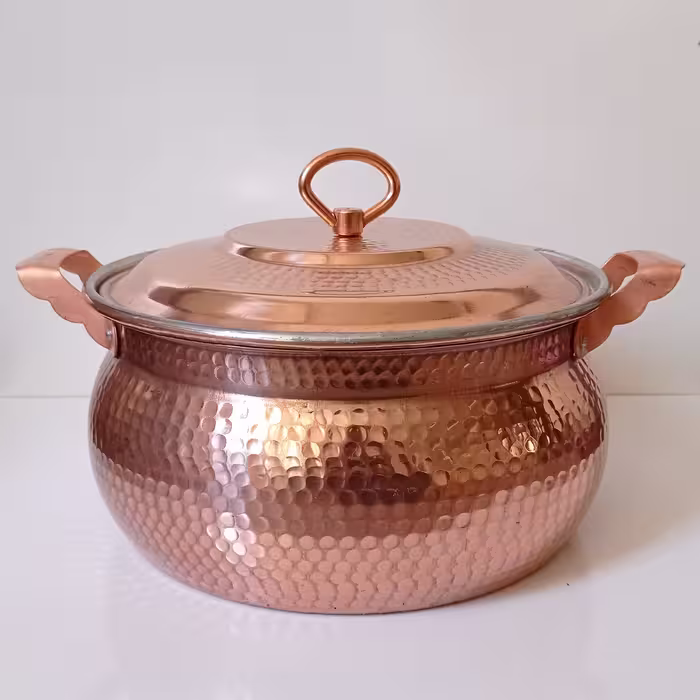 قابلمه مسی زنجان طرح شکمی سایز 4 (هشت نفره ) نانو