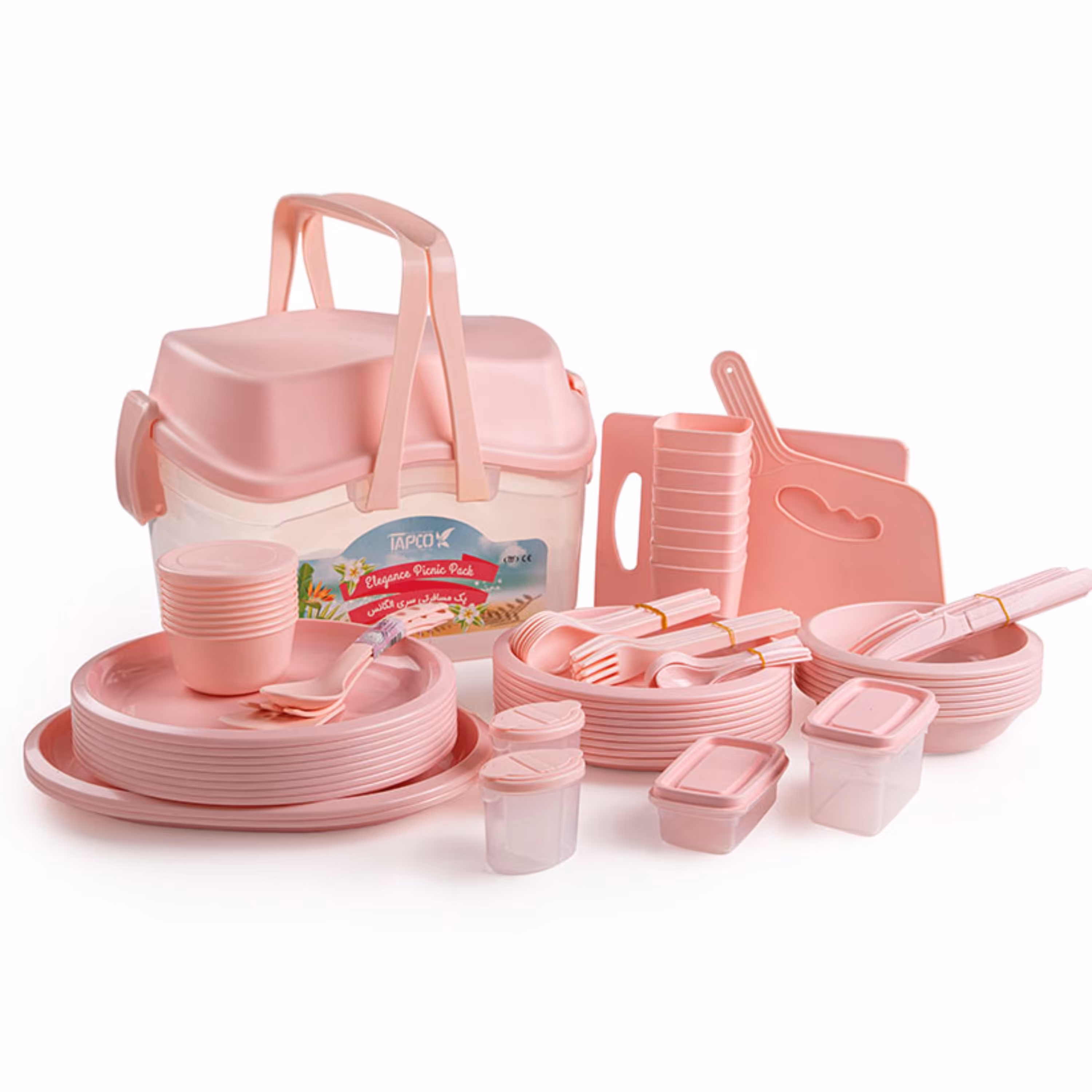ظرف پیک نیک  مسافرتی 8 نفره الگانس صندوقی 85 پارچه از برند تاپکو با رنگبندی 