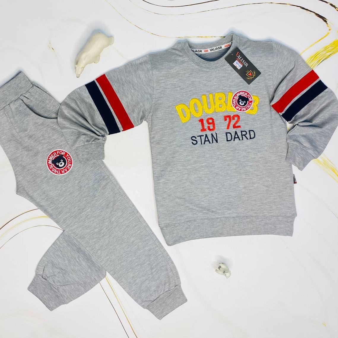 بلوز شلوار پسرانه ملانژ پنبه سایزبندی نه تا سیزده سال