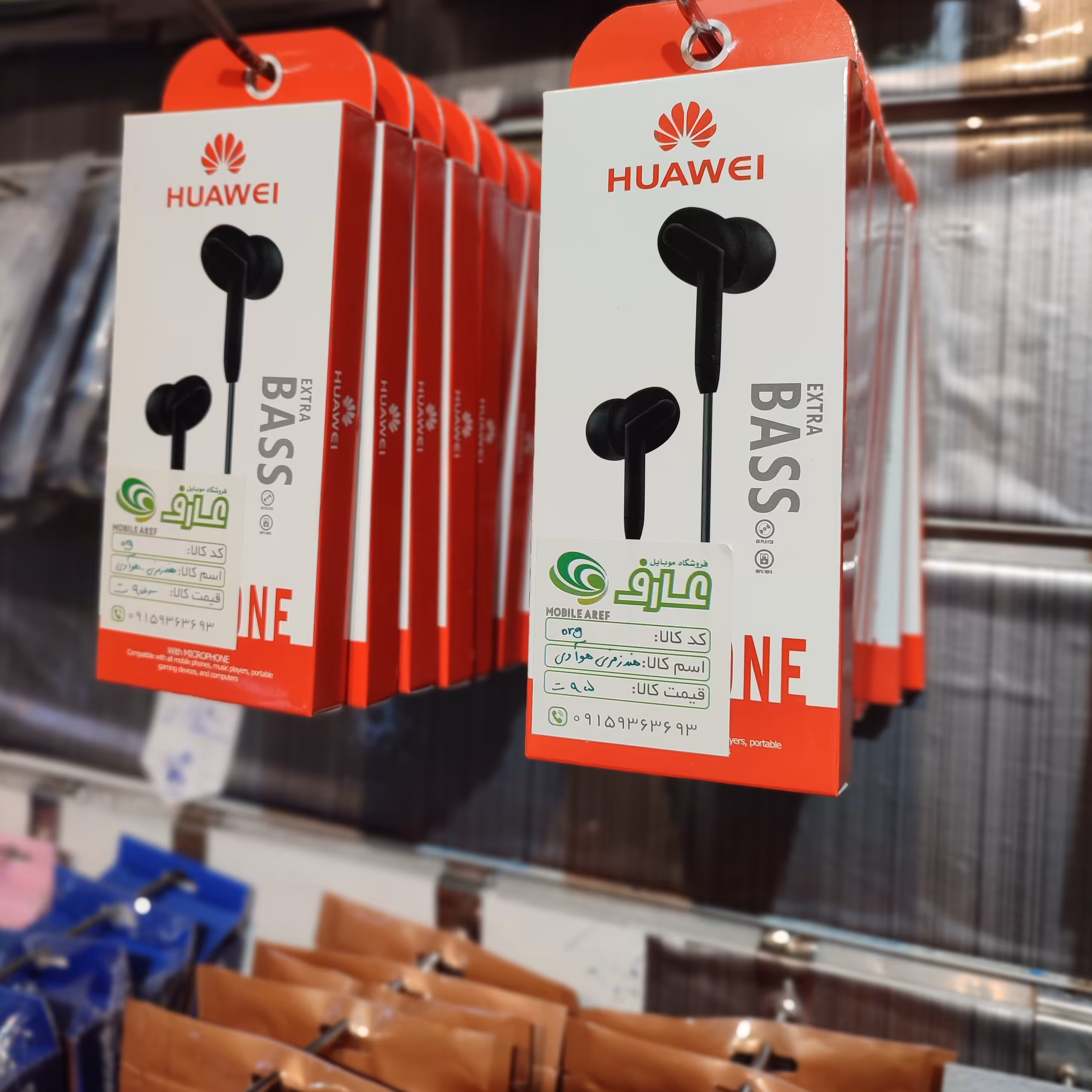 هندزفری سیم دار اصلی   هواوی باسر سیلیکونی   چپ و راست گوشی 18تا20 هزار هرتز 