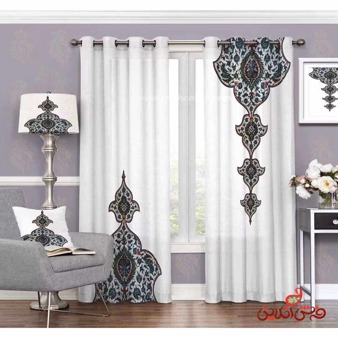 پرده سنتی سفید کد 3301