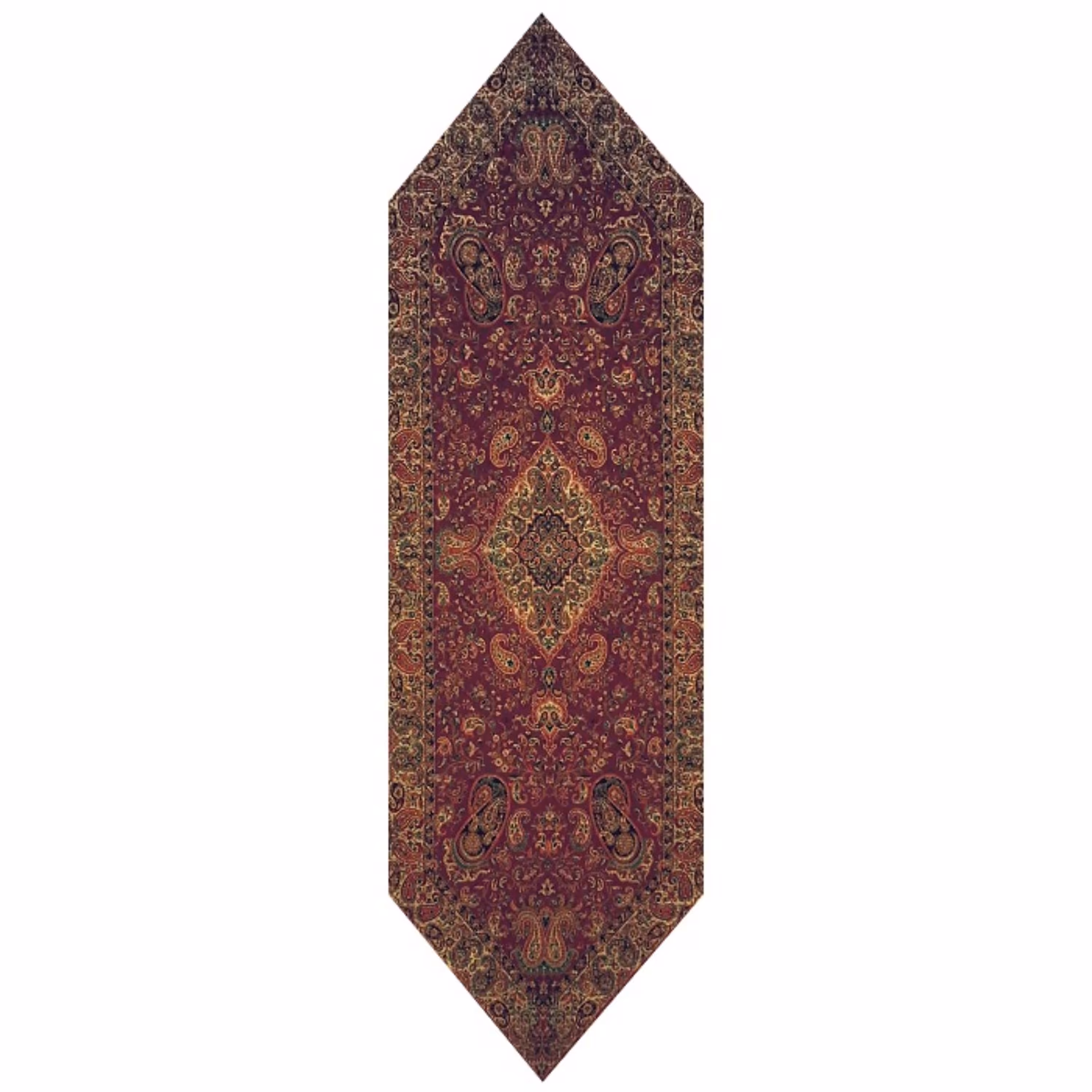 رومیزی رانر ترمه ابریشم  کد TRRA48  نفیس  رنگ زرشکی قهوه ای  آستر زرشکی