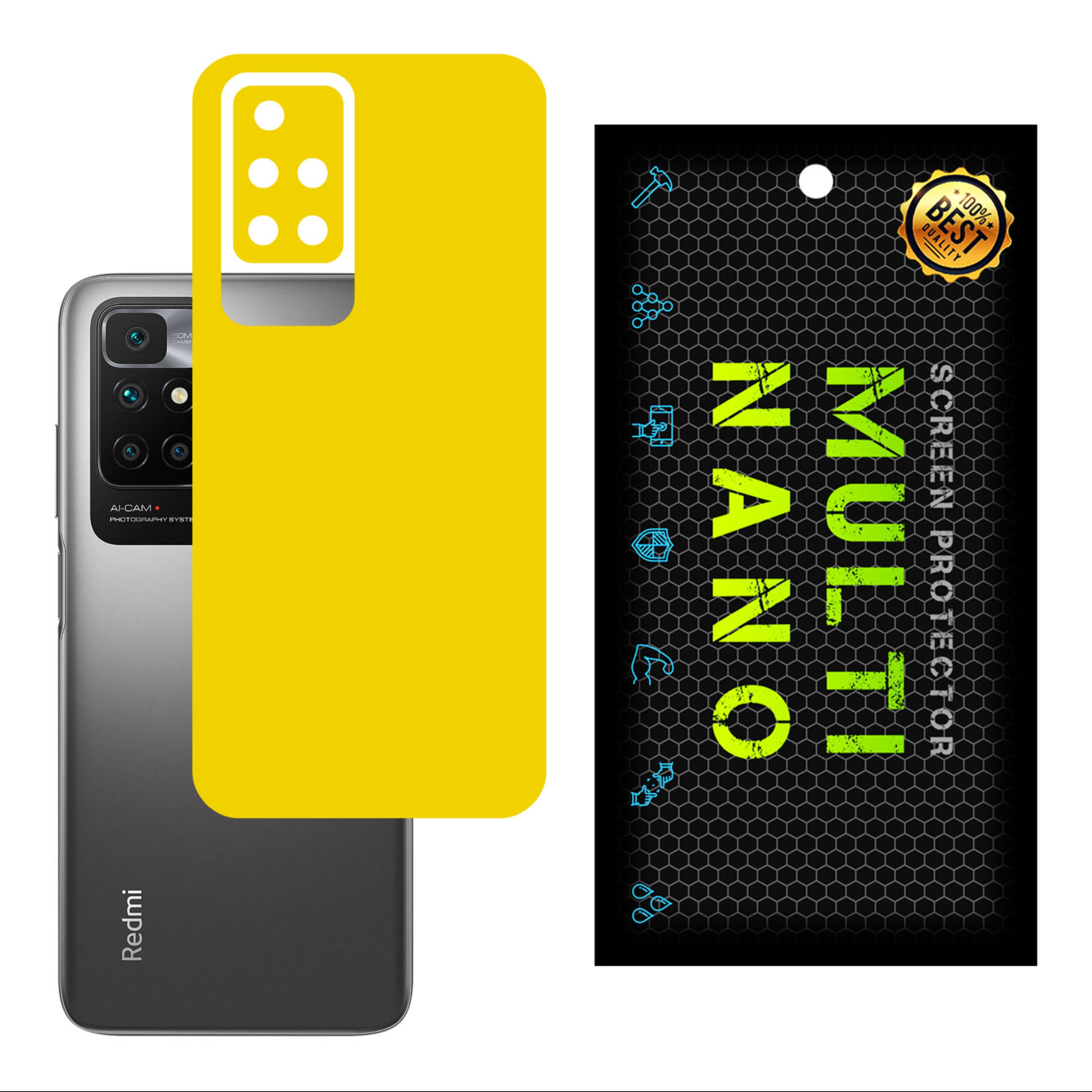 برچسب پوششی MultiNano مدل X-F1M-Yellow برای پشت موبایل شیامی Redmi  10 2022 