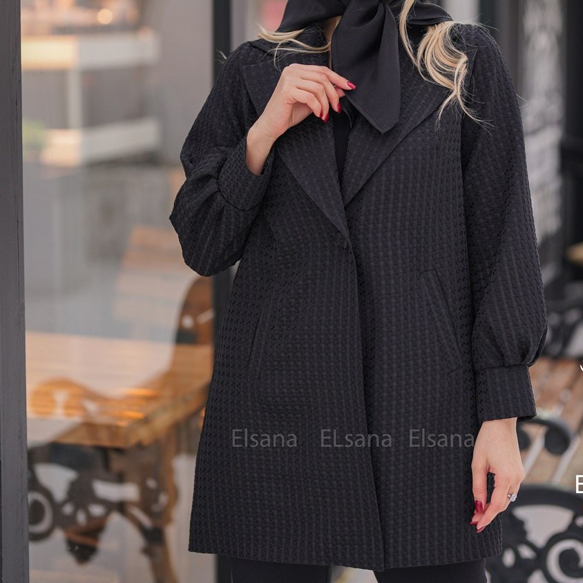 مانتو مجلسی مزون دوز زنانه جنس کرپ حصیری درجه یک یقه انگلیسی