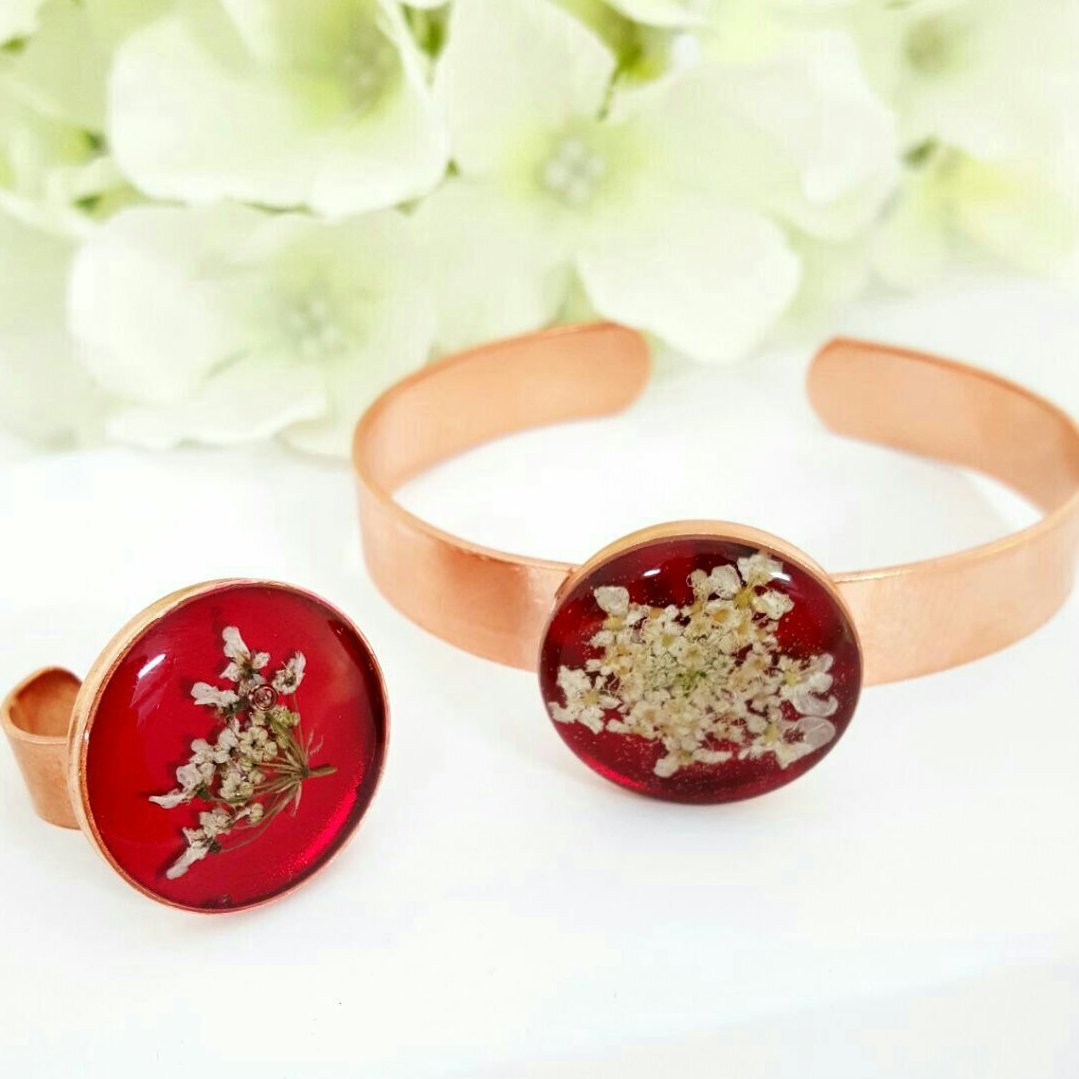دستبند وانگشتر مس گل خشک قابل سایز بندی با فواید فراوان