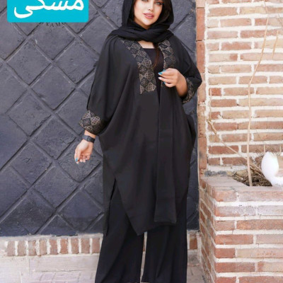 مانتو شلوار زنانه کرپ مازراتی اعلا مدل عبایی ساناز