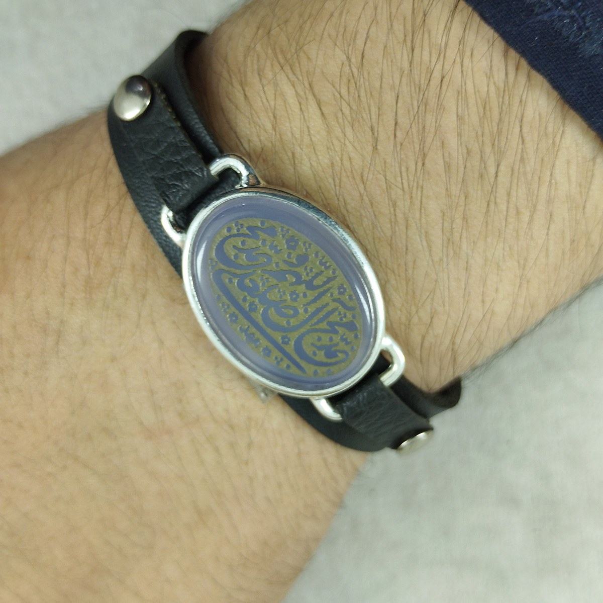 دستبند اسپرت عقیق کبود طرح صلوات سلین کالا cod-12807168