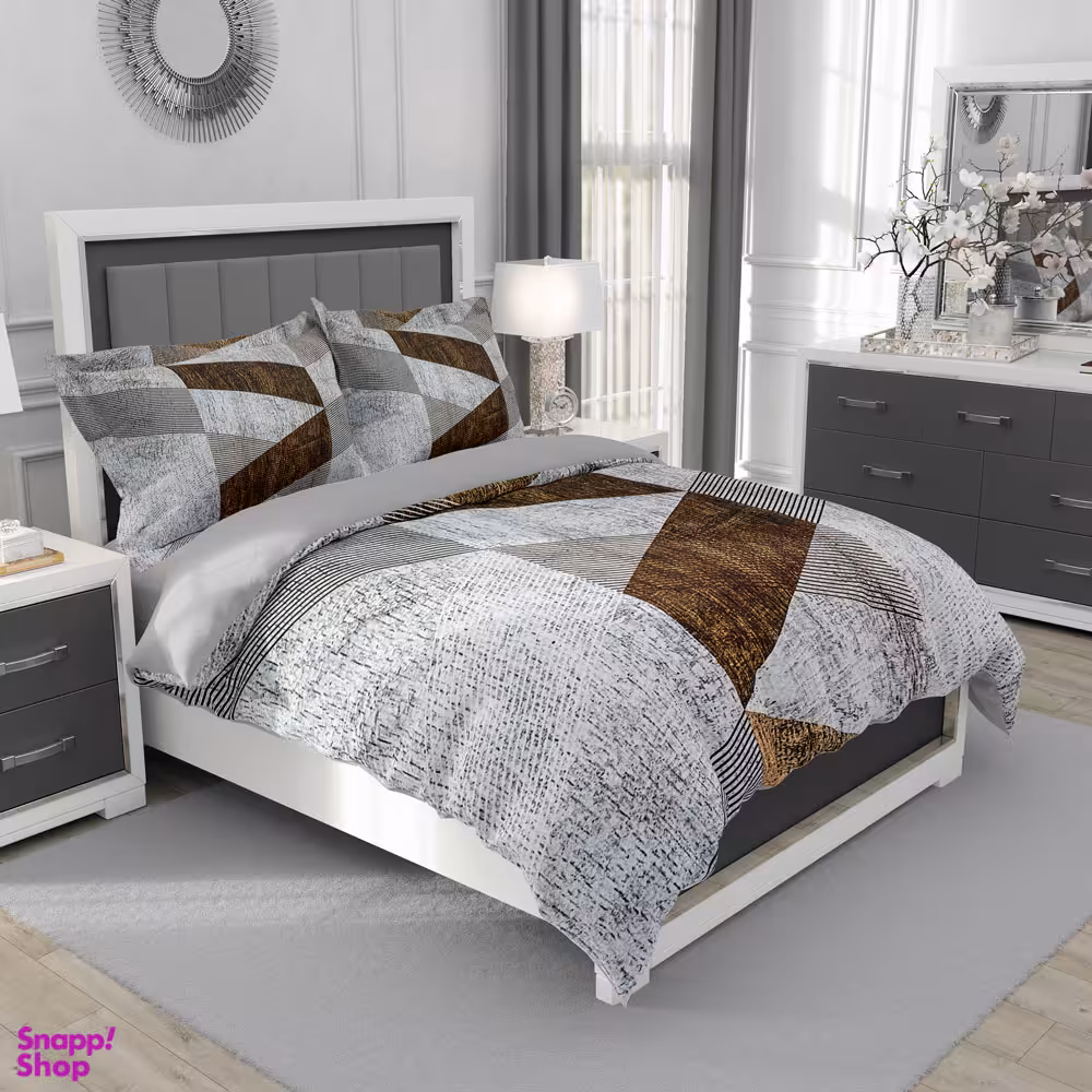 سرویس روتختی مدل هندسی کد 4891 تک نفره 5 تکه