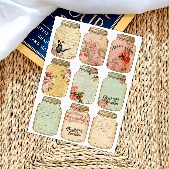 استیکر(برچسب)  طرح  وینتیج شیشه ملزومات بولت ژورنال و پلنر