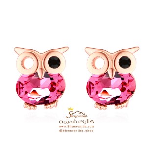 گوشواره جغد کریستالی صورتی EAR489R0