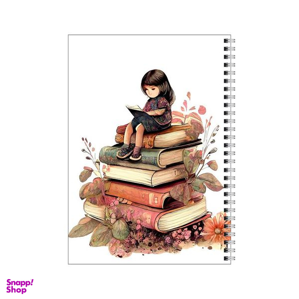 دفتر مشق 80 برگ بامبیلیپ طرح دختر بر فراز کتاب ها کد 2528625