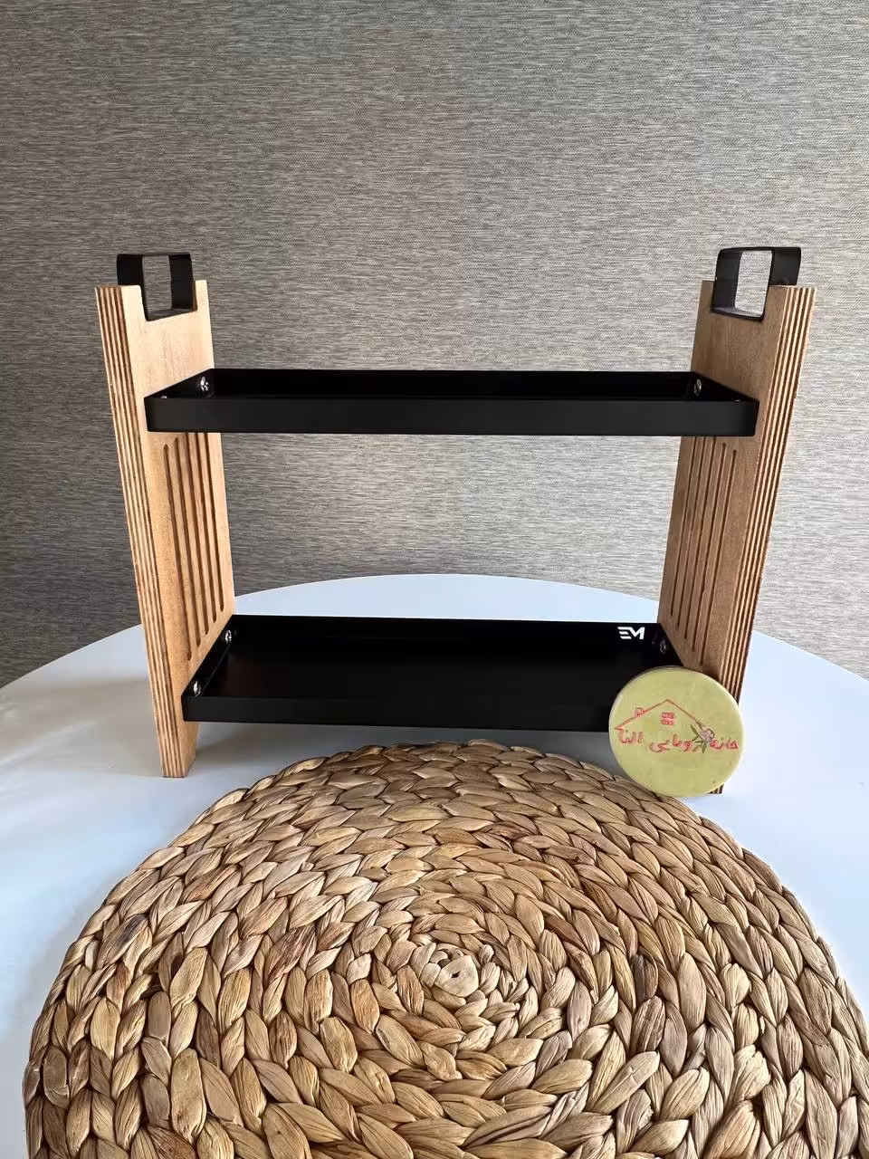 استند جا ادویه چوبی فلزی مدل لاریسا رنگ مشکی