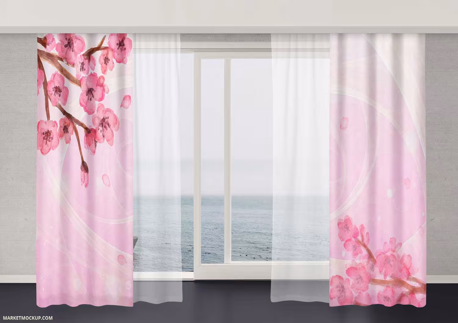 پرده تصویری طرح گل آبرنگی