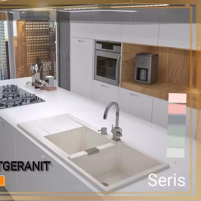 سینک گرانیتی دو لگن مارک امیت(سفید رنگ)