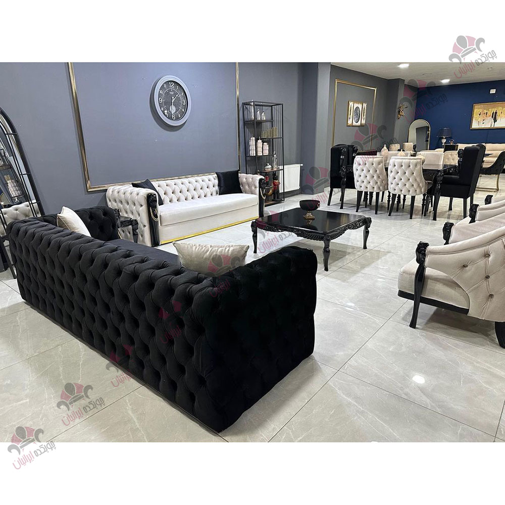 مبل 8 نفره نئوکلاسیک چستر چوبی بلک هورس