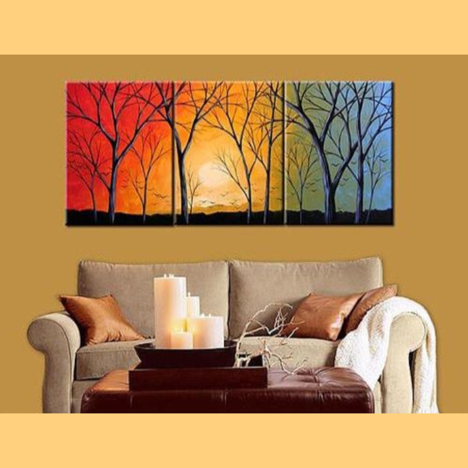تابلوی نقاشی دکوراتیو مدرن،مدل غروب آفتاب،3تیکه،مناسب دکوراسیون
