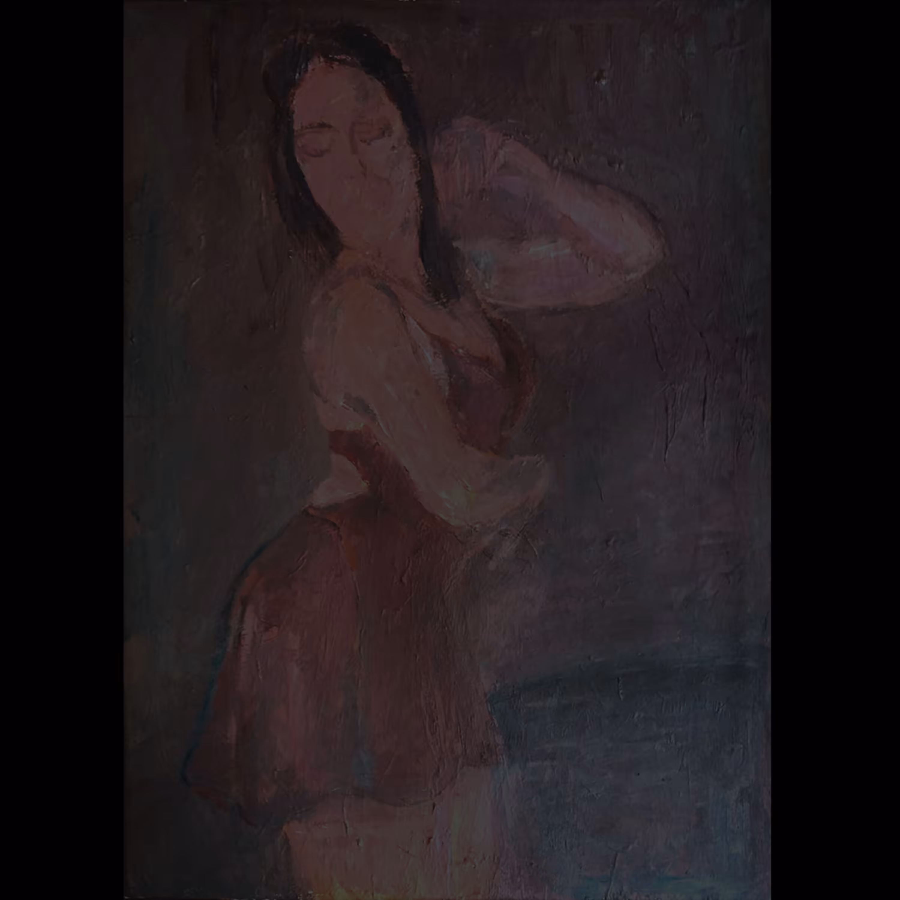 تابلو زن رقصنده رنگ روغن روی بوم در ابعاد 35 در 45 سانتی متر