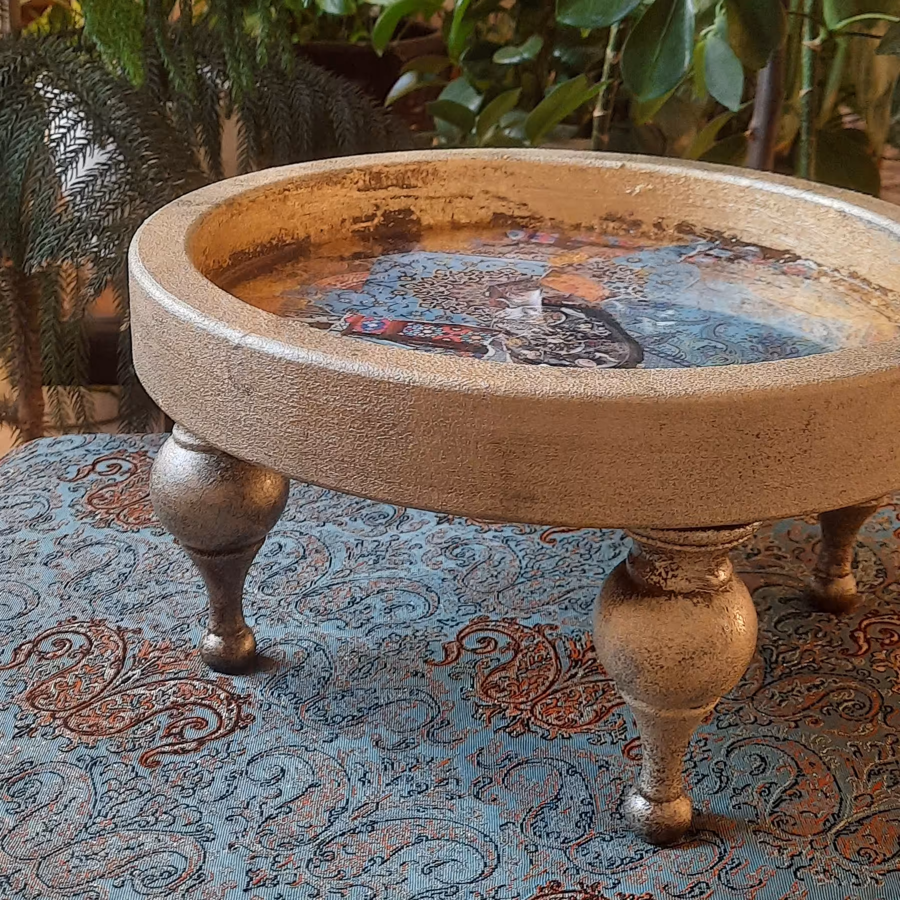 ست ظرف پذیرایی، زیر لیوانی و نگهدارنده دکوپاژ شده و روکش رزینی