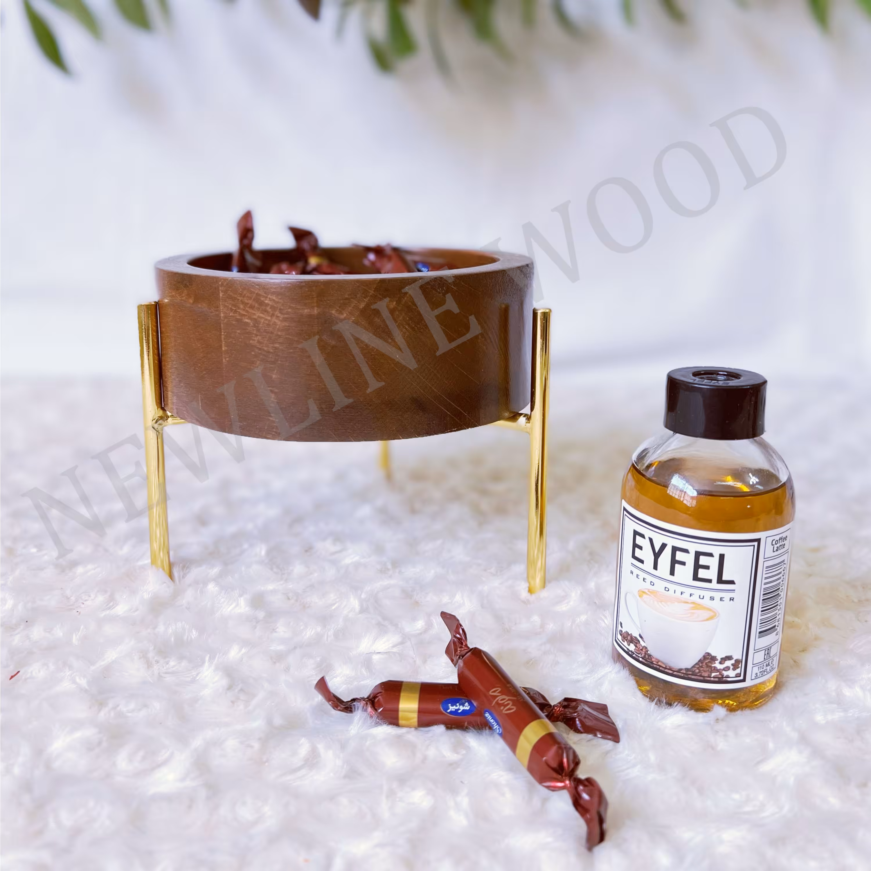 کاسه  چوبی پایه دار قطر 15 - شکلات خوری و تنقلات خوری - ست پذیرایی چوبی