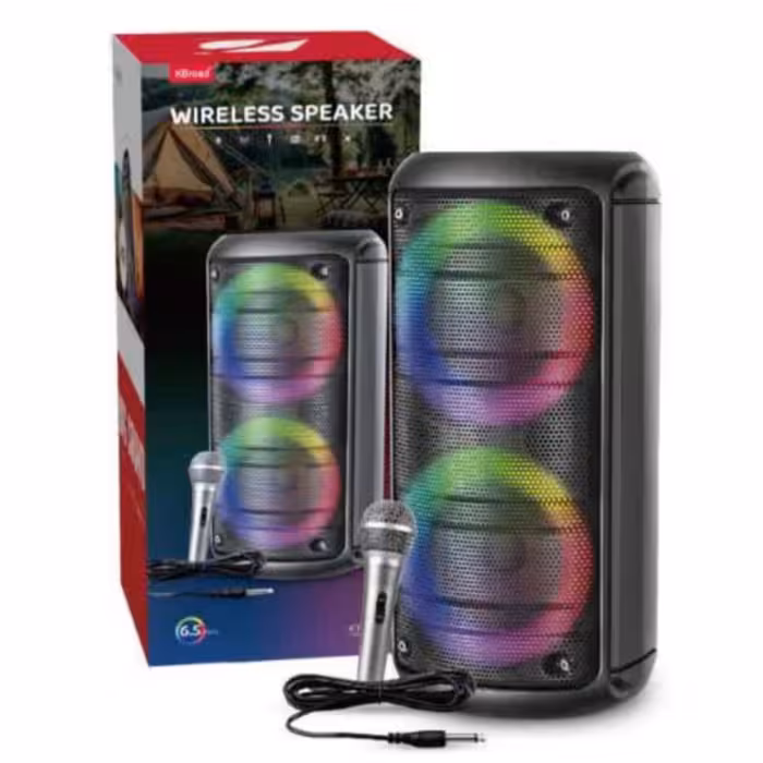 اسپیکر بلوتوثی قابل حمل 13 اینچی مدل KTS-2056 با میکروفون سیمی و رقص نور RGB